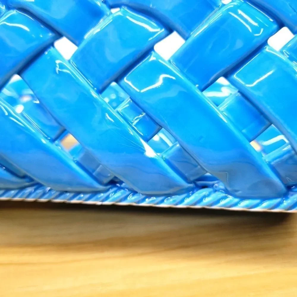 Handmade Italian Ceramic Lattice Basket – PRIMO GI, Bright Blue